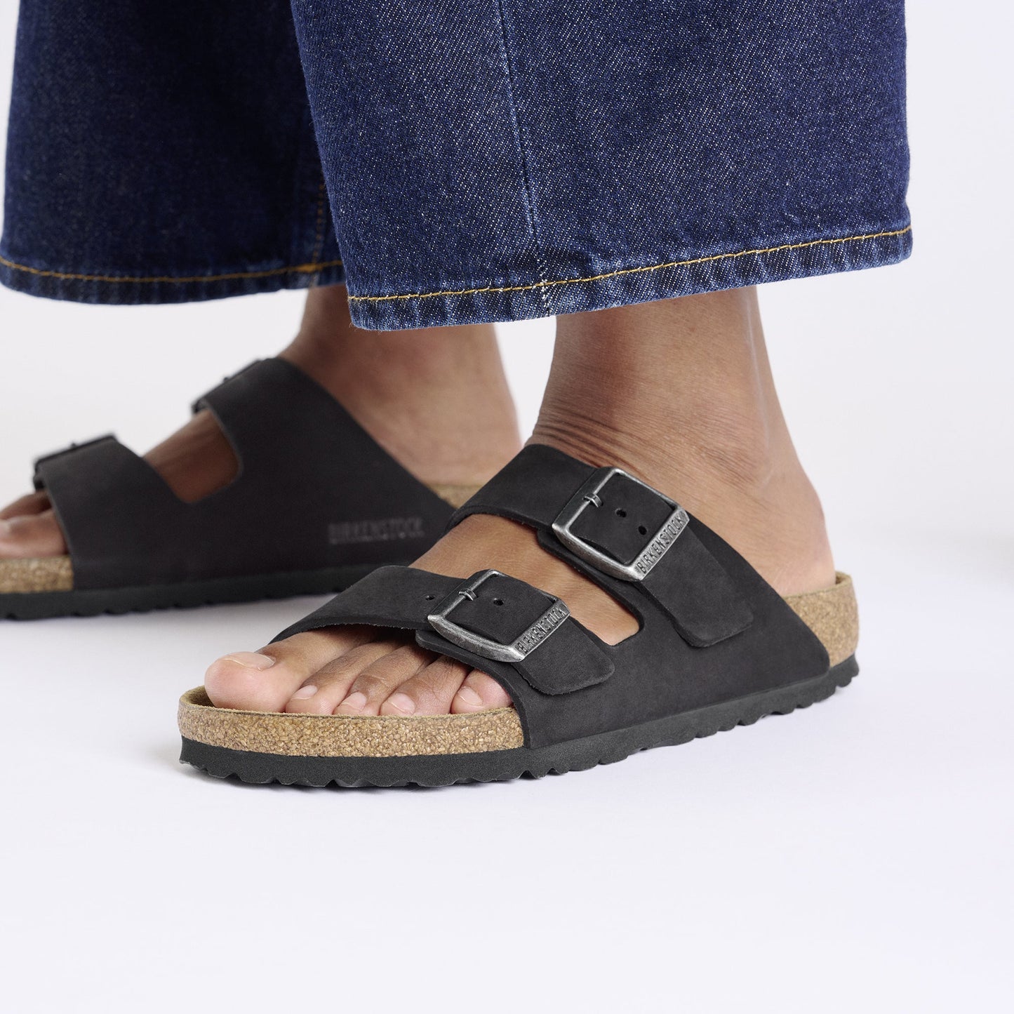 Birkenstock Arizona SFB Black Nubuck Leather Regular - 1019011 | The Boot Shed