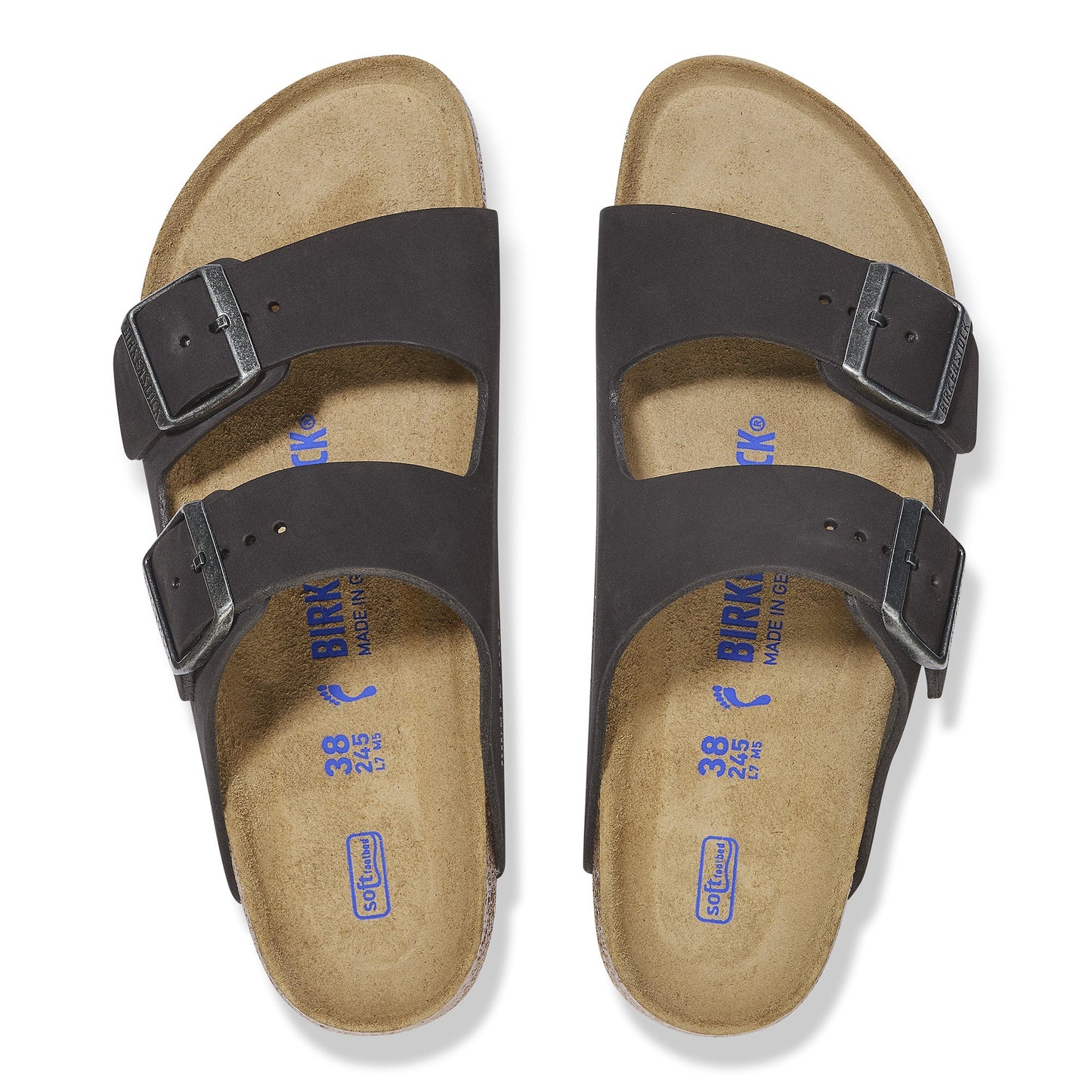 Birkenstock Arizona SFB Black Nubuck Leather Regular - 1019011 | The Boot Shed