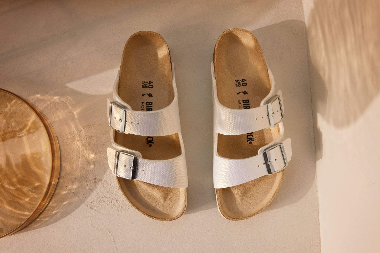 Birkenstock Arizona Shiny Embossed White Embossed Birko-Flor Regular - 1026463