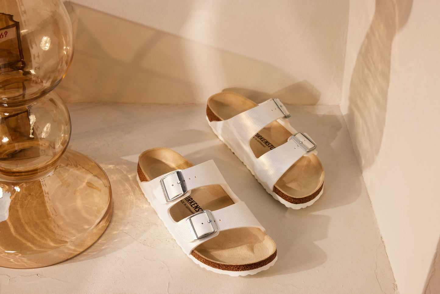 Birkenstock Arizona Shiny Embossed White Embossed Birko-Flor Regular - 1026463