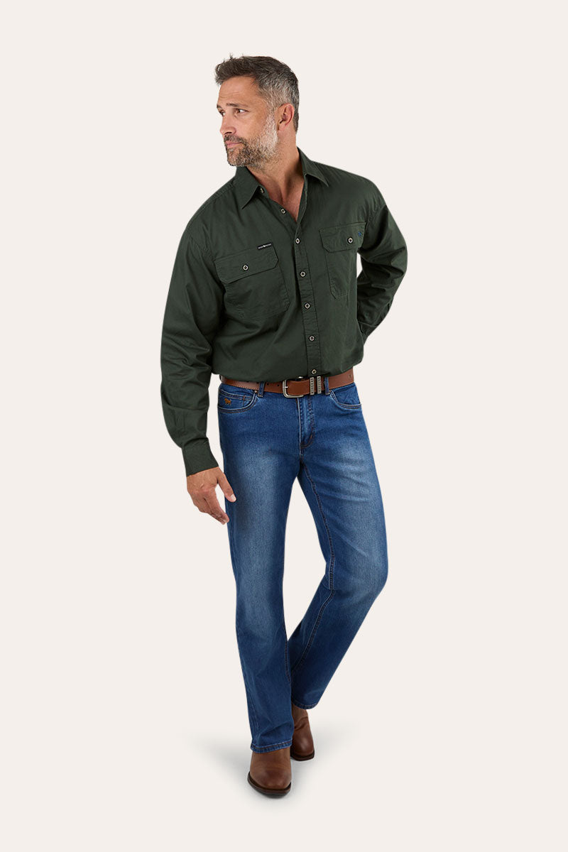 Ringers Western King River Full Button Work Shirt Cargo Khaki - 171110001