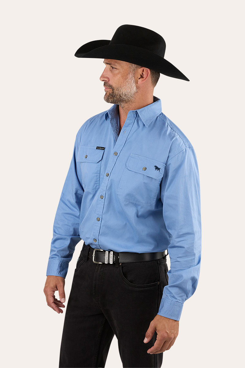 Ringers Western King River Full Button Work Shirt Denim Blue - 171110001