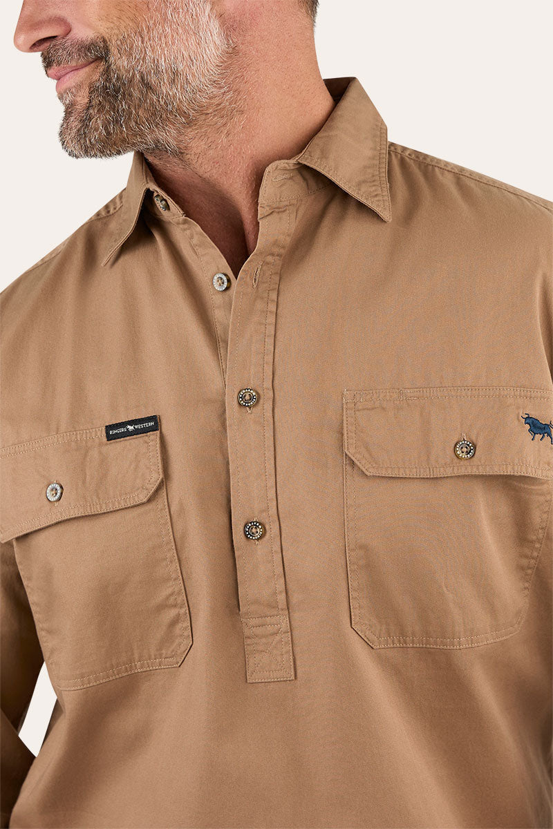Ringers Western King River Mens Half Button Work Shirt Clay - 171110002