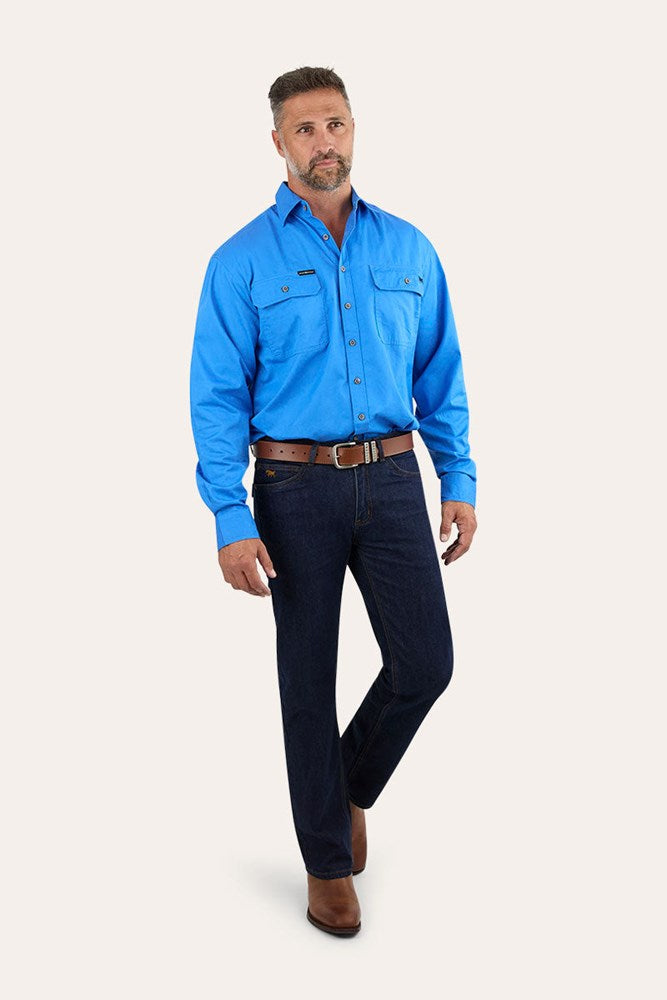 Ringers Western King River Full Button Work Shirt Blue - 171110001