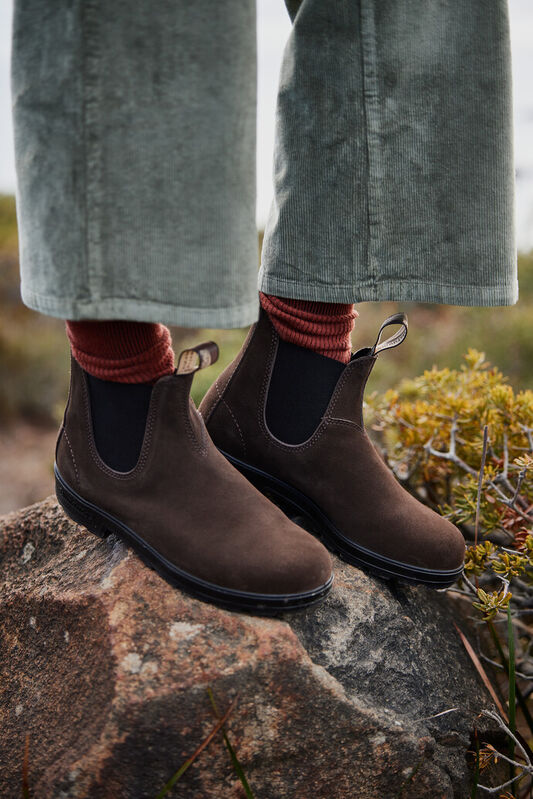 Blundstone 2410 Chocolate Brown Suede elastic side boot | The Boots Shed