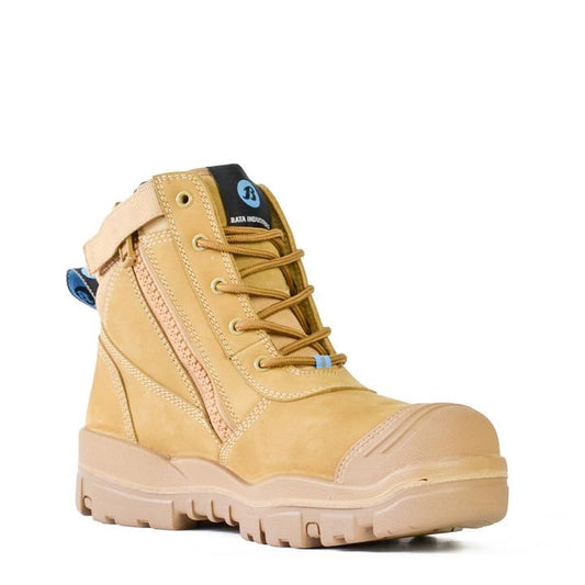 Bata Horizon Leather Zip /Lace Up Bump Cap Safety Wheat Boot - 756-83964