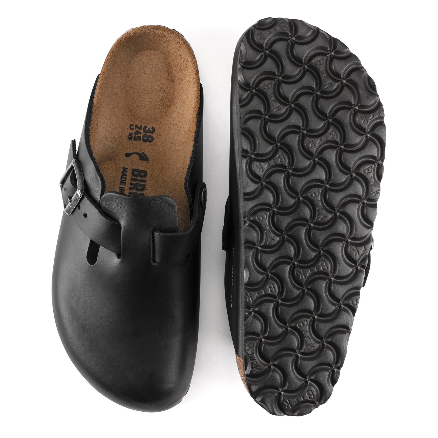 Birkenstock Boston Black Oiled Leather Regular - 059461 | The Boots Shed