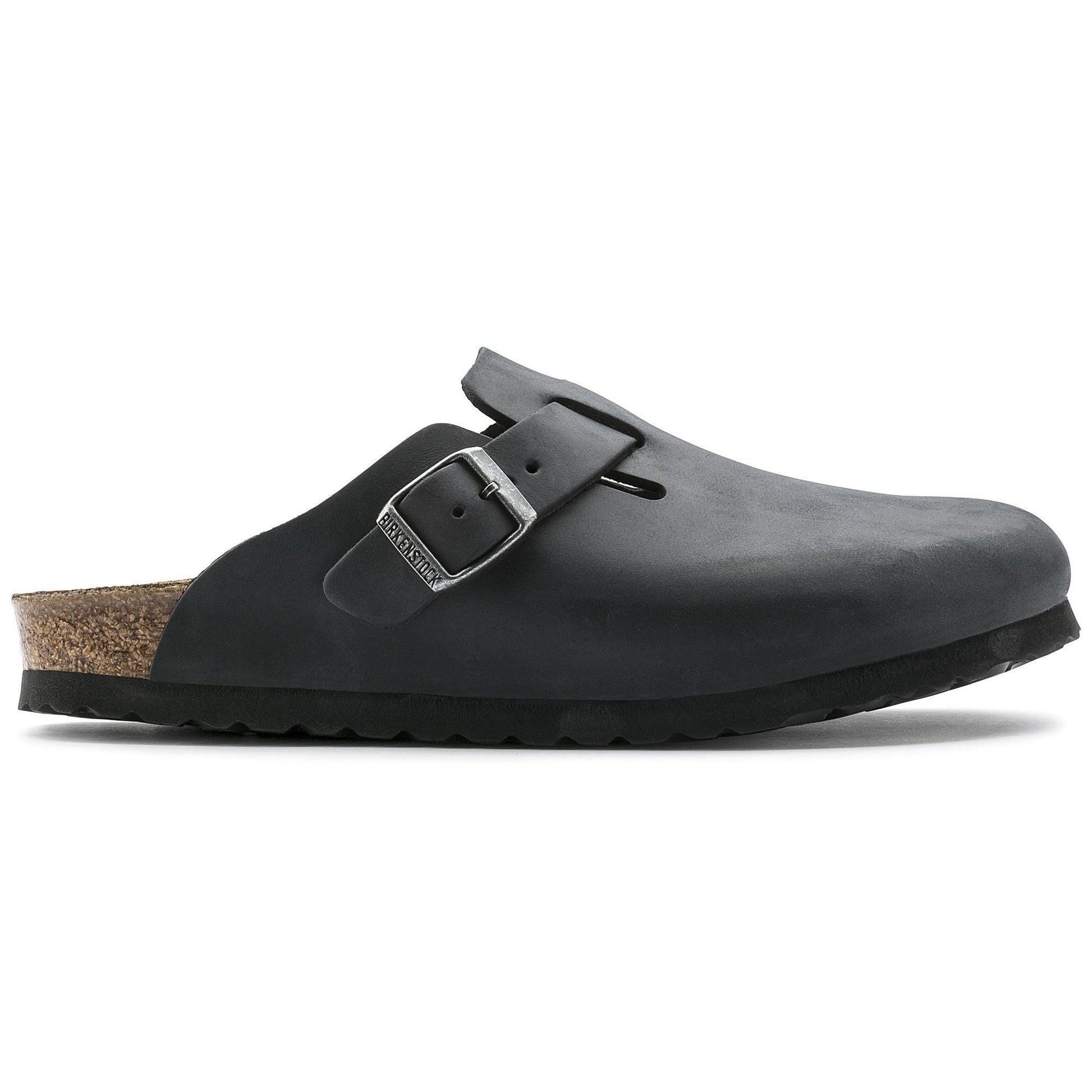 Birkenstock Boston Black Oiled Leather Regular - 059461 | The Boots Shed