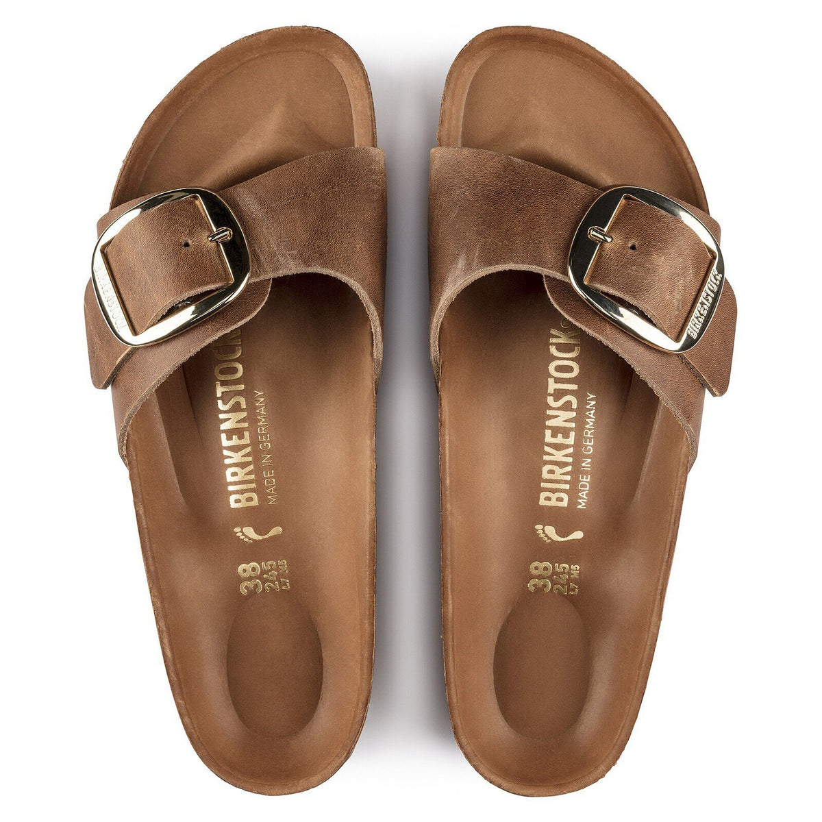 Birkenstock Madrid Big Buckle Cognac Oiled Leather - top view