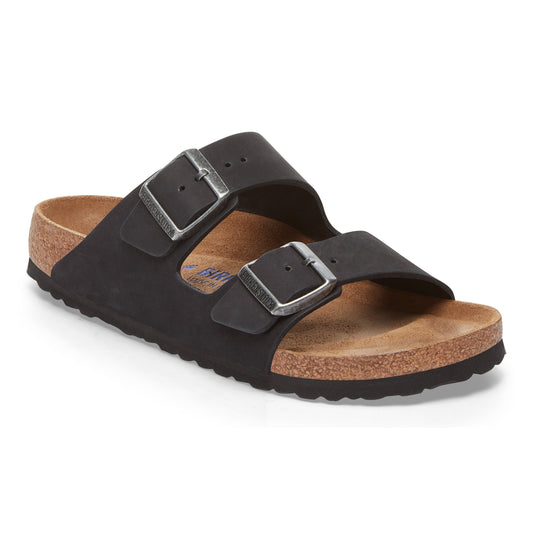 Birkenstock Arizona SFB Black Nubuck Leather Regular - 1019011 | The Boot Shed