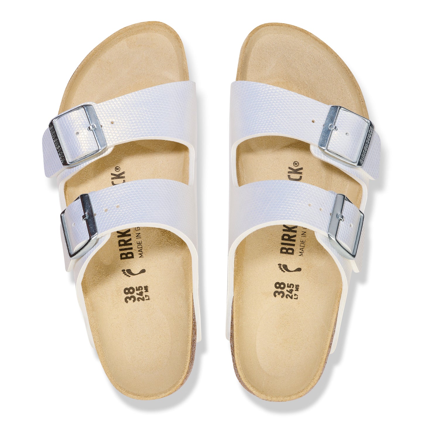 Birkenstock Arizona Shiny Embossed White Embossed Birko-Flor Regular - 1026463