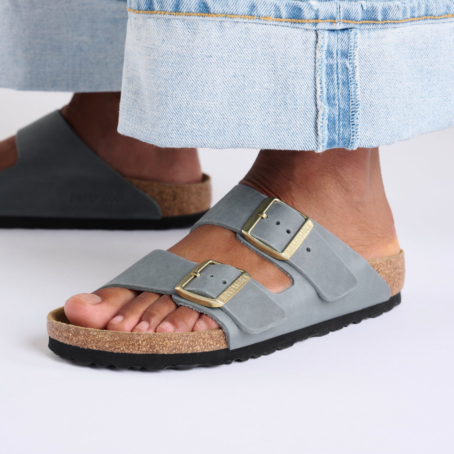 Birkenstock Arizona Basalt Grey Oiled Leather Narrow - 1029253