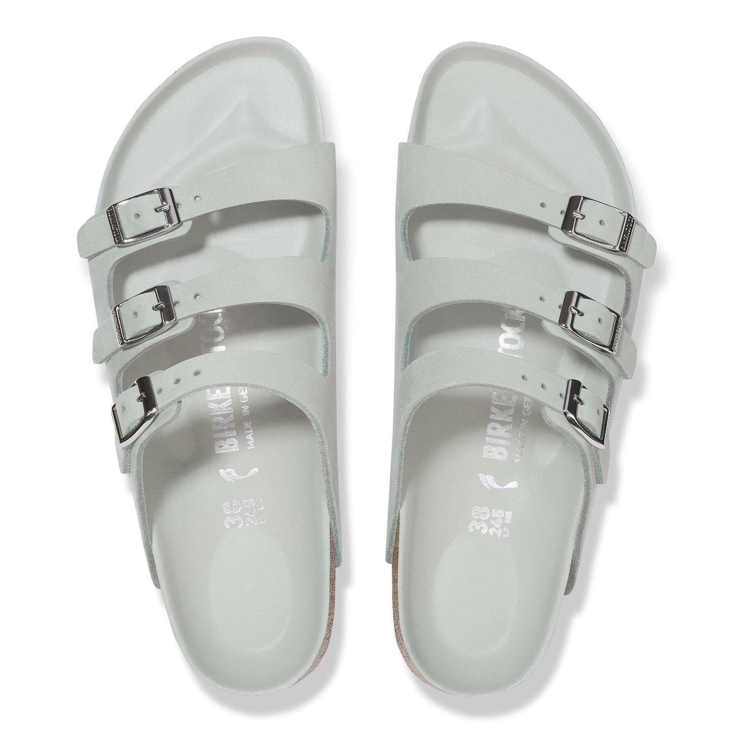 Birkenstock Florida Semi-Exquisite Pure Sage Nubuck Leather Regular - 1029349 | The Boot Shed