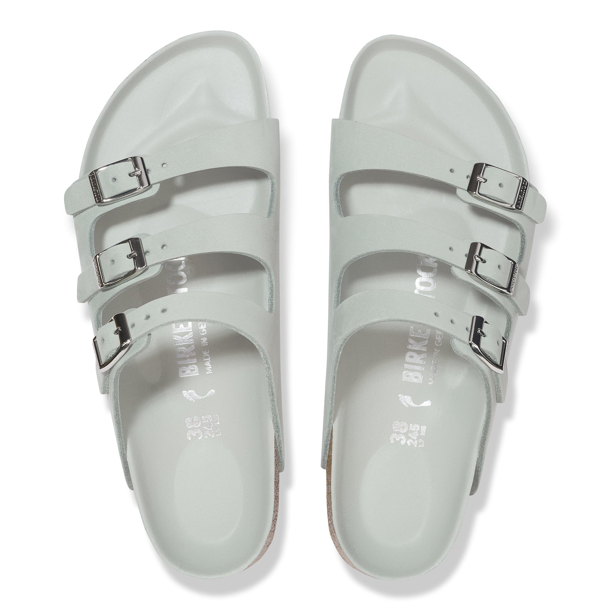 Birkenstock Florida Semi-Exquisite Pure Sage Nubuck Leather Regular - 1029349 | The Boot Shed