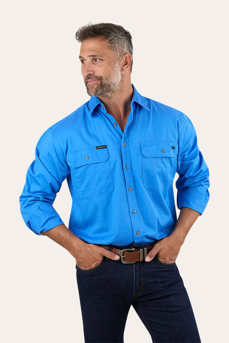 Ringers Western King River Full Button Work Shirt Blue - 171110001