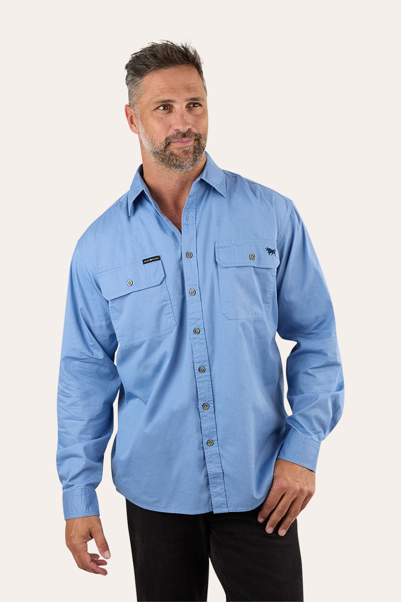 Ringers Western King River Full Button Work Shirt Denim Blue - 171110001