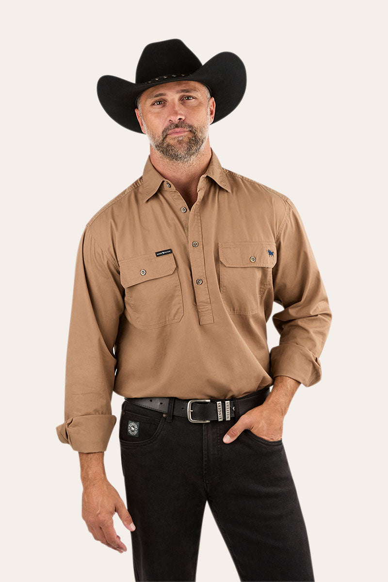 Ringers Western King River Mens Half Button Work Shirt Clay - 171110002
