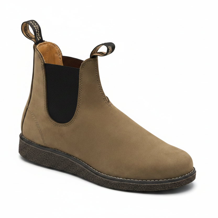 Blundstone 2691 Stone nubuck AeroCork elastic side boot - 45 degree angle, toe facing right