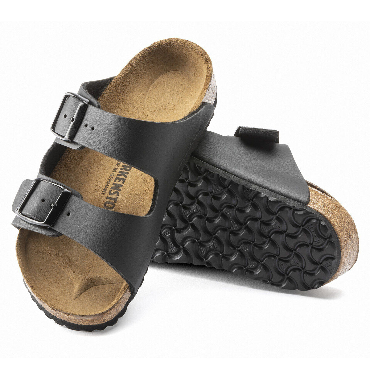 Birkenstock Arizona Kids Black Birko-Flor - sole view