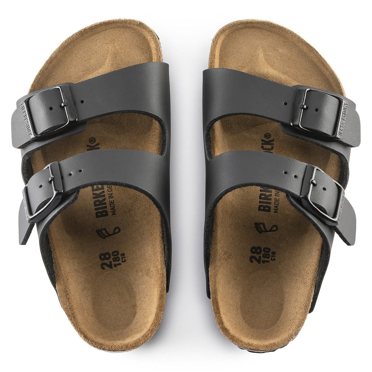 Birkenstock Arizona Kids Black Birko-Flor - top view