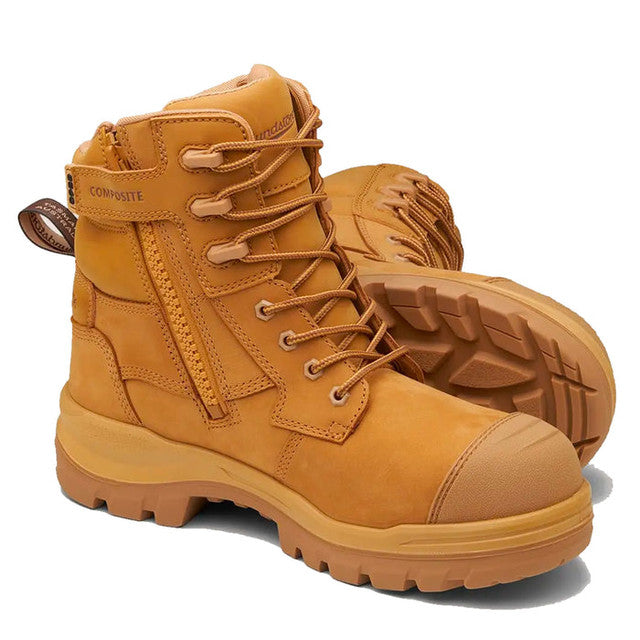 Blundstone RotoFlex Wheat Water Resistant Nubuck Zip Side Safety Boot - 8560 |  The Boot Shed