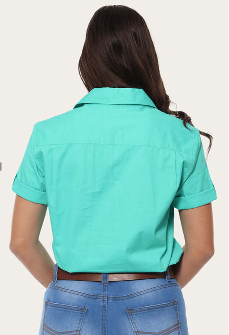 Ringers & Western Jules Womens Half Button Short Sleeve Work Shirt  - 220210420