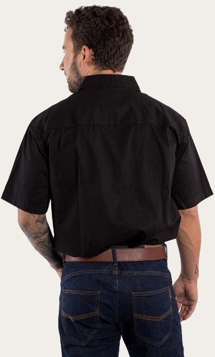 Ringers & Western Lake Argyle Mens Short Sleeve Full Button Work Shirt Black - 118110004