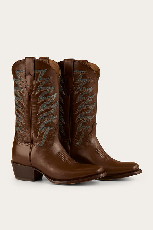 Ringers & Western Longreach Womens Cuban Heel Boot Tan  - 519250104