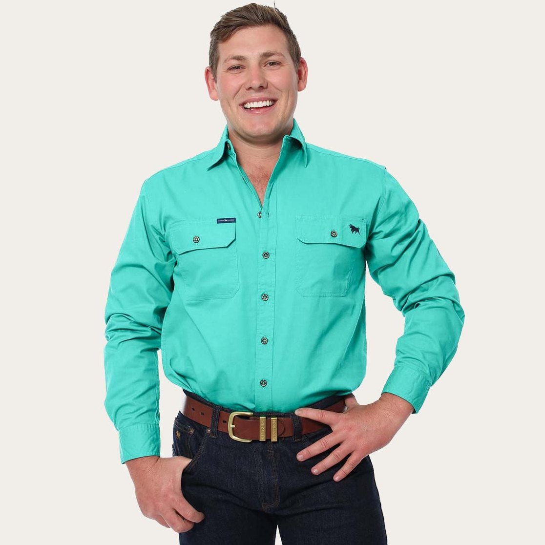 Ringers Western King River Full Button Work Shirt Mint - 171110001 | Blue Heeler Boots