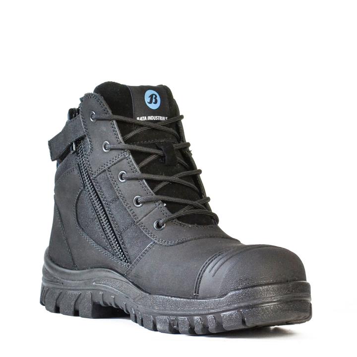 Bata Zippy Zip/Lace Safety Black Boot - 804-66641 blue-heeler-boots