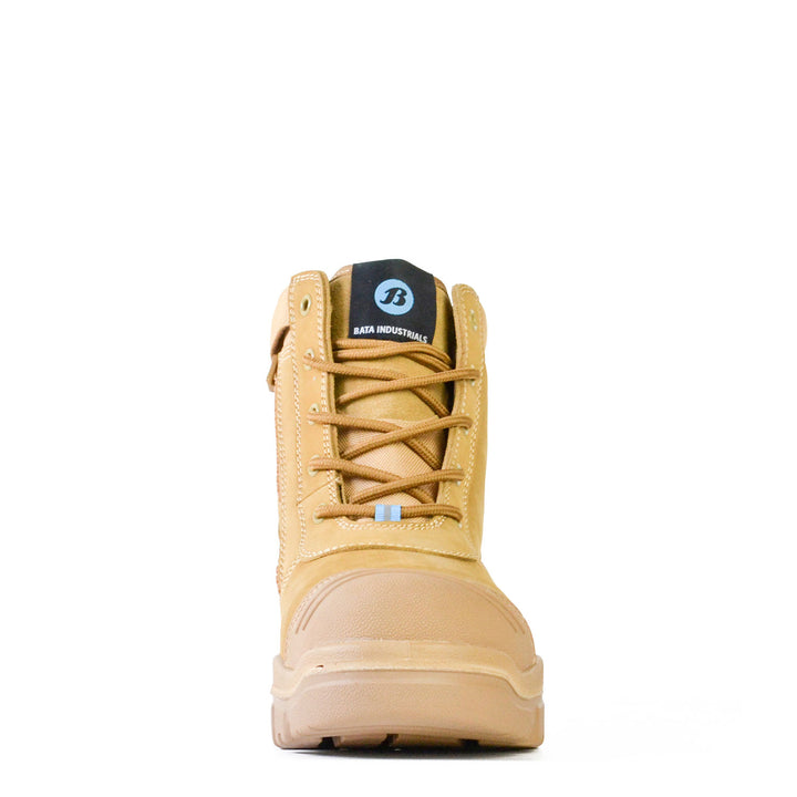 Bata Horizon Leather Zip /Lace Up Bump Cap Safety Wheat Boot - 756-83964