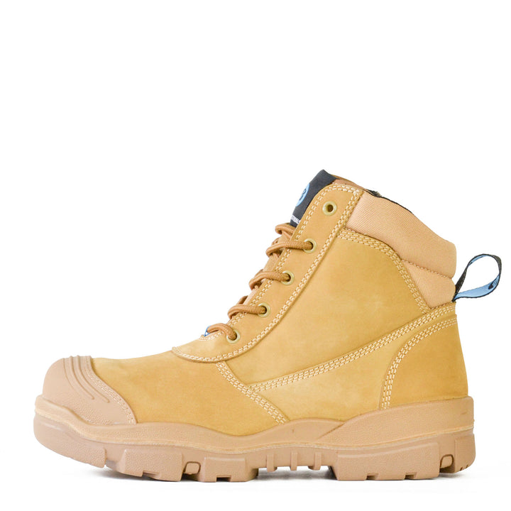 Bata Horizon Leather Zip /Lace Up Bump Cap Safety Wheat Boot - 756-83964