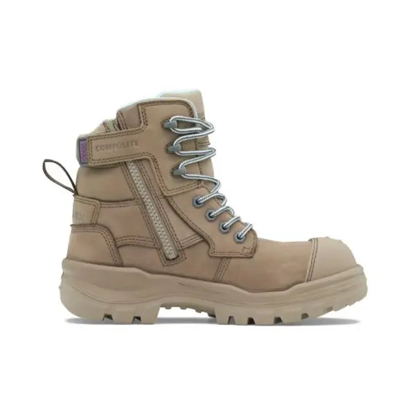 Blundstone RotoFlex Stone Water-Resistant Nubuck Zip Side Women's Safety Boot - 8863 |  The Boot Shed